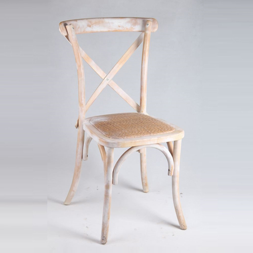 Lime Wash Wood Cross Back Chair  
